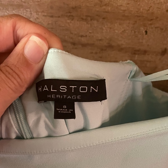 Halston Heritage Strapless Draped Crepe Gown Mint - Picture 3 of 4